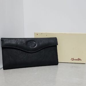 Buxton Classic Black Leather Clutch
